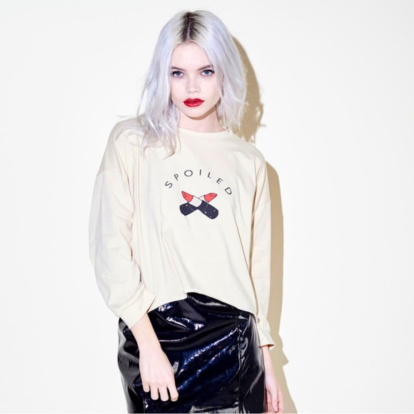 Valfre Spoiled Lipstick Crop Top Long Sleeve Shirt Size Medium - Picture 1 of 6